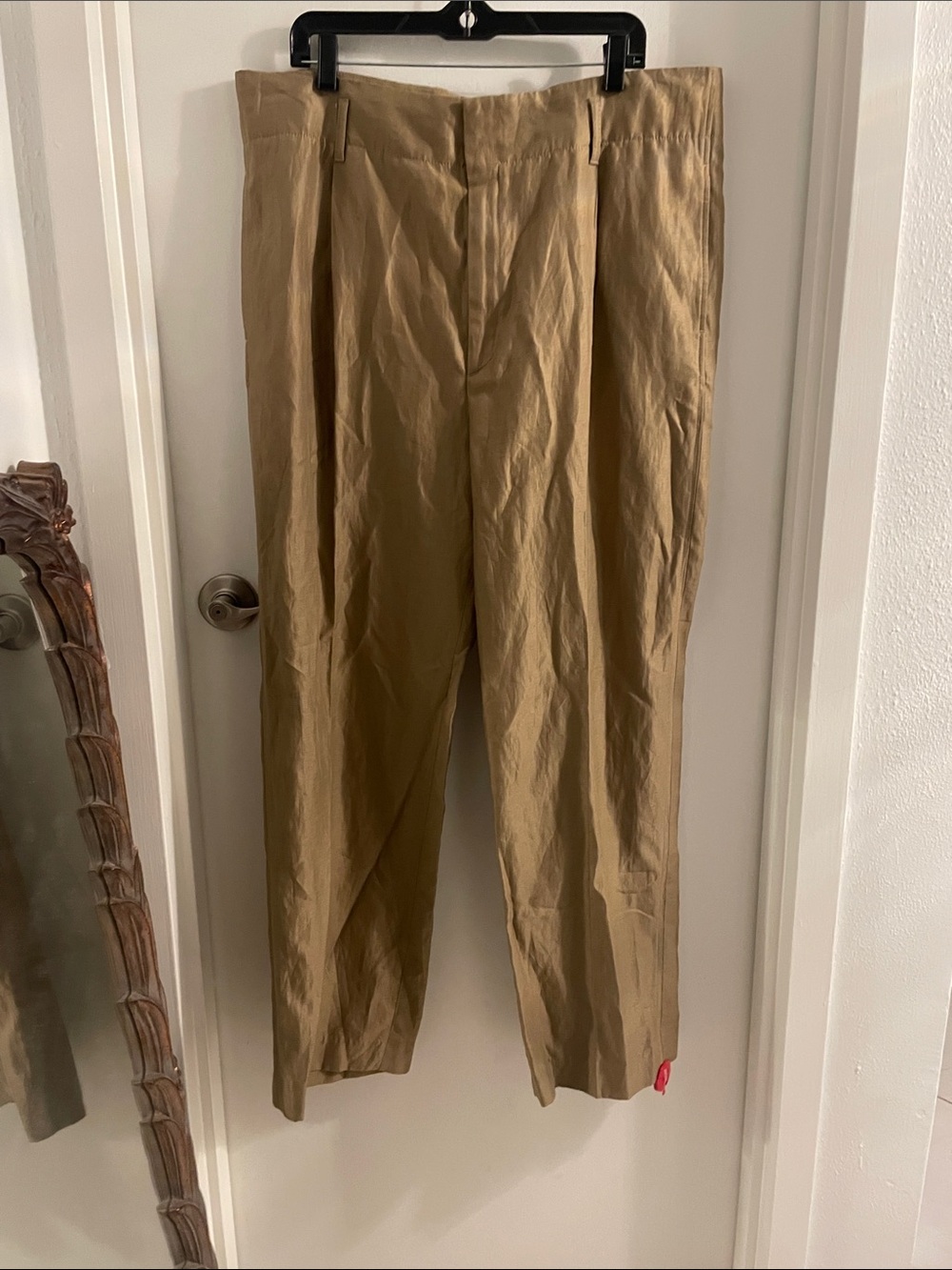 NWT FILIPPA K size 40 Dark Khaki Isabel Trouser Cotton Linen blend Pants Slacks